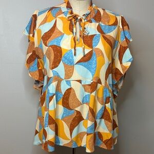Andthewhy Colorful  Abstract Women's Blouse Small